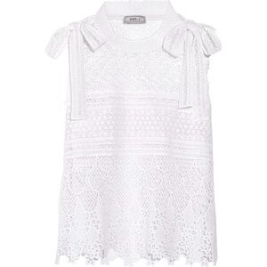 GOEN.J | L | Cotton Gauze Crochet Bow Tie Shoulders Side Zip Doily Tank